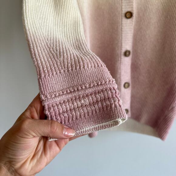 Sundance Sunset Moments Button Front Ombre Cardigan Cream/Pink S - Picture 9 of 9